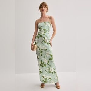 Reformation Frankie Silk Dress (Tea Garden)